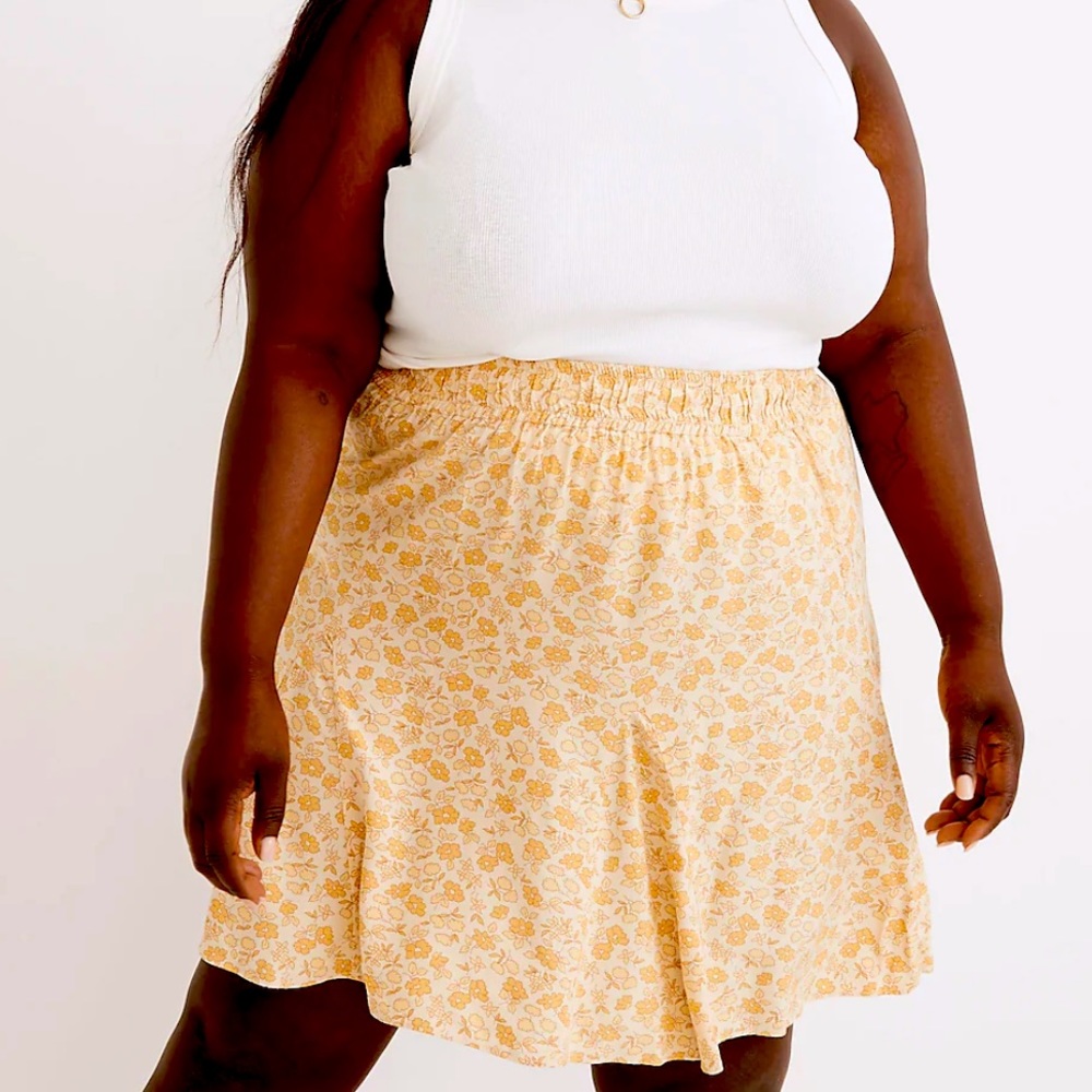 Yellow Floral Elastic-Waist Skirt - Women's